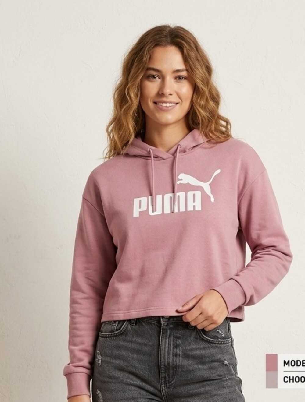 Puma Rose-Pink Cropped Logo Hoodie Ptp 23
